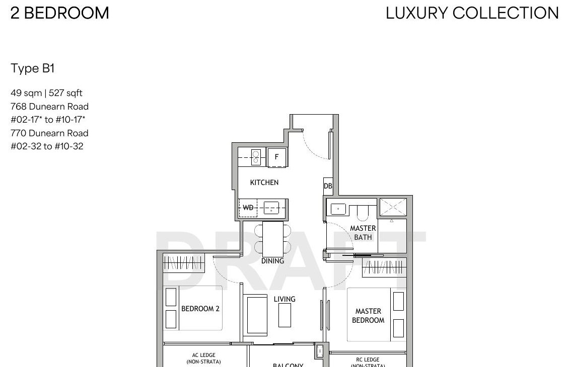 2 Bedroom Type B1 floor plan — 527 sqft